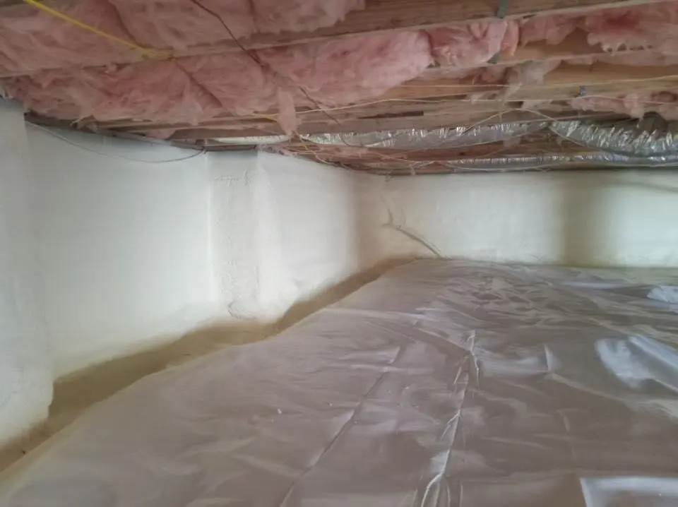 Crawl space encapsulation with closed-cell spray foam for Storm Damage Roof Repair in Mira Monte